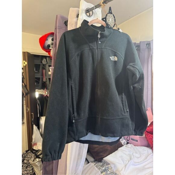 Northface black fleece zip up  jacket/coat medium  vintage - Picture 1 of 8